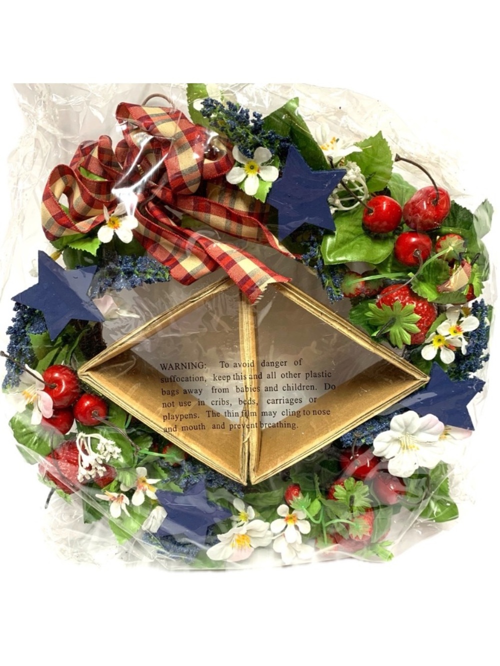 Vintage Avon Americana Patriotic Wreath Red White Blue NIB
